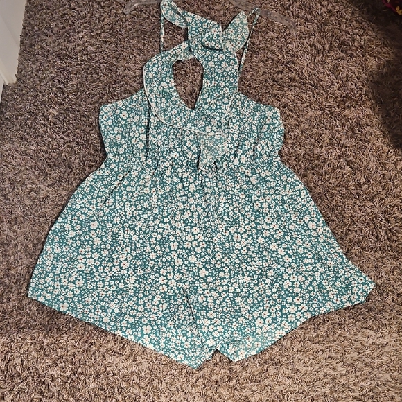 SHEIN Pants - SHEIN Green Floral Jumpsuit